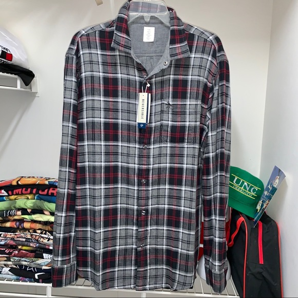 Penguin Reversible Plaid Long Sleeve Shirt Red L - Picture 2 of 7